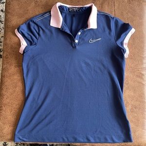 Nike Golf Dri-fit Navy and Light Pink Polo in Medium, Like New Condition